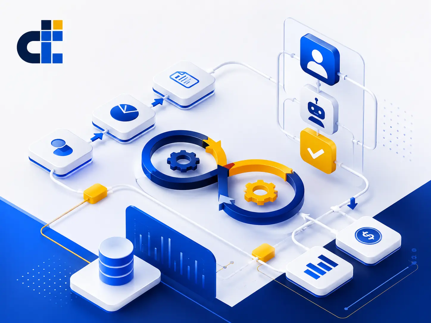 Business automation and digital marketing workflow visual